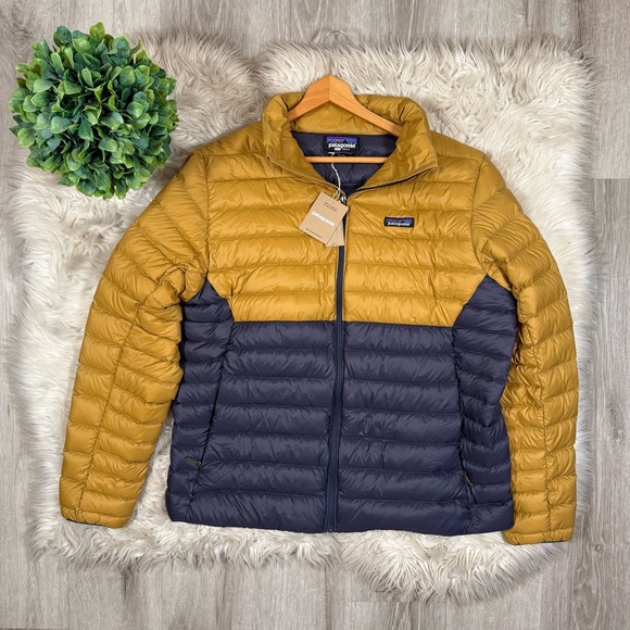 Patagonia Men’s Raptor‎ Brown Colorblock Down Sweater XL - Picture 4 of 13